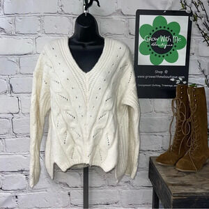 Anthropologie ivory sweater women’s medium